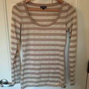 Express tan and lace striped long sleeve - XS
